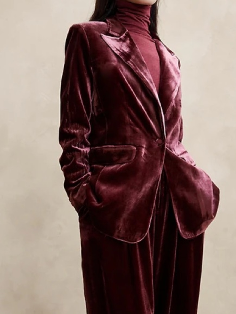Banana Republic Red Madder Alyse Relaxed Velvet Blazer burgundy fall size 8 - Picture 4 of 7